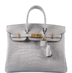 Best Quality Hermès Replicas Birkin 25 Matte Gris Perle Alligator GHW - Exotic Creations