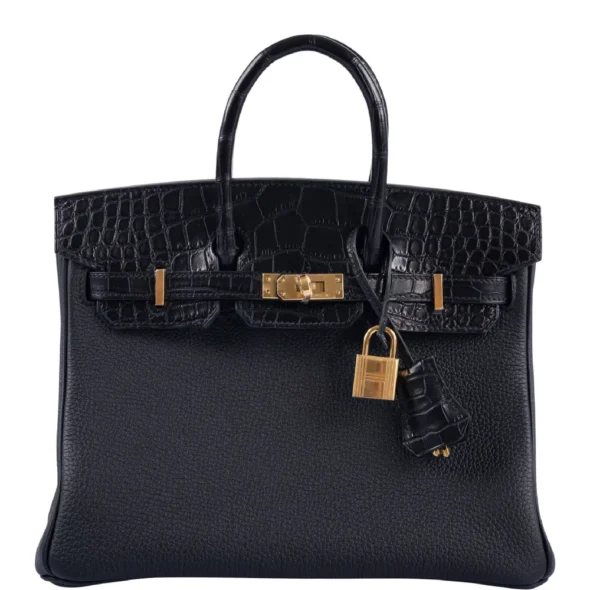 Best Quality Hermès Replicas Birkin 25 Touch Black Togo & Matte Alligator GHW - Exotic Creations
