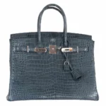 Best Quality Hermès Replicas Birkin 35 Blue Jean Porosus Crocodile PHW - Exotic Creations