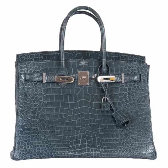 Best Quality Hermès Replicas Birkin 35 Blue Jean Porosus Crocodile PHW - Exotic Creations