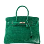 Best Quality Hermès Replicas Birkin 35 Vert Emerald Porosus Crocodile PHW - Exotic Creations
