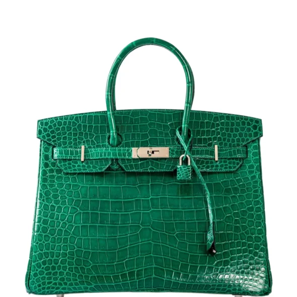 Best Quality Hermès Replicas Birkin 35 Vert Emerald Porosus Crocodile PHW - Exotic Creations