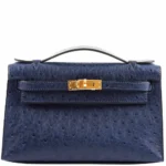 Best Quality Hermès Replicas JPG Kelly Pochette Blue Iris Ostrich GHW - Exotic Creations