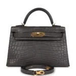 Best Quality Hermès Replicas Kelly 20 Graphite Alligator
