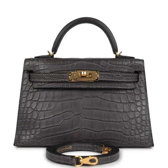 Best Quality Hermès Replicas Kelly 20 Graphite Alligator