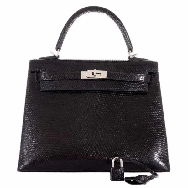Best Quality Hermès Replicas Kelly 25 Black Lizard PHW - Exotic Creations