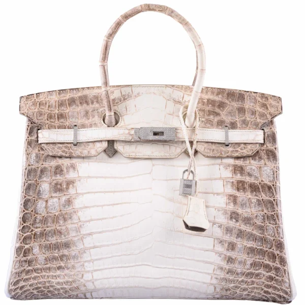 Best Quality Hermès Replicas Kelly 28 Diamond Himalayan Matte Niloticus Crocodile 18K White Gold Diamond HW - Exotic Creations