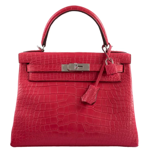 Best Quality Hermès Replicas Kelly 28 Rose Extreme Matte Alligator PHW - Exotic Creations