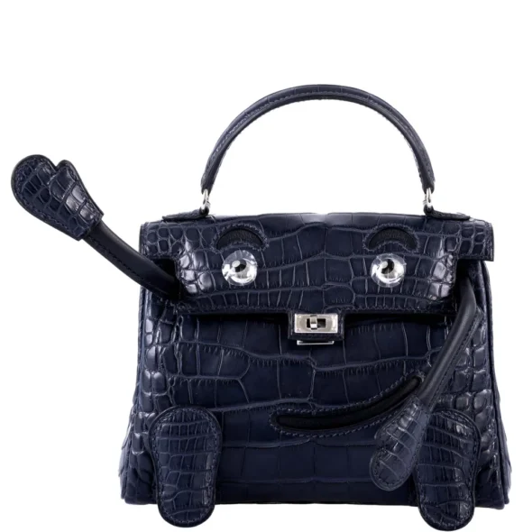 Best Quality Hermès Replicas Kelly Doll Quelle Idole Matte Bleu Nuit Alligator & Black Swift PHW - Exotic Creations