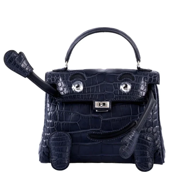 Best Quality Hermès Replicas Kelly Doll Quelle Idole Matte Bleu Nuit Alligator & Black Swift PHW - Exotic Creations