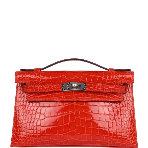 Hermès Kelly Pochette Replica Orange Poppy Alligator | Exotic Creations