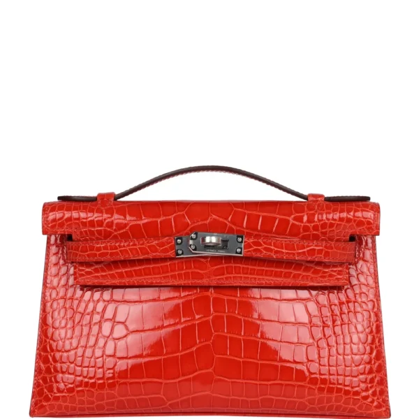 Hermès Kelly Pochette Replica Orange Poppy Alligator | Exotic Creations