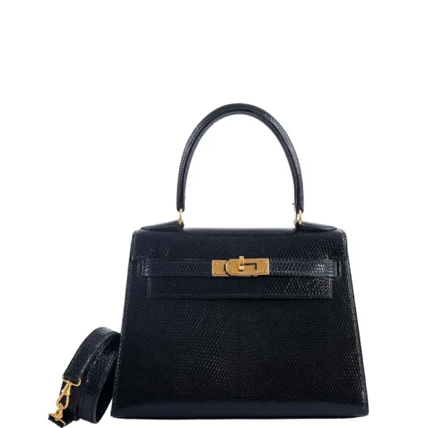 Best Quality Hermès Replicas Mini Kelly 20 Black Lizard GHW - Exotic Creations