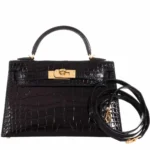 Best Quality Hermès Replicas Mini Kelly 20 II Black Alligator GHW