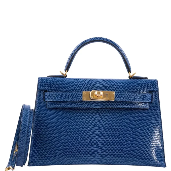 Best Quality Hermès Replicas Mini Kelly 20 II Blue Sapphire Lizard GHW - Exotic Creations