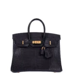Artisan Grade Hermès Dupe Birkin 25 Black Matte Alligator GHW - Exotic Creations