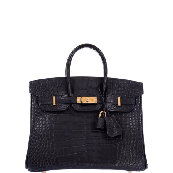 Artisan Grade Hermès Dupe Birkin 25 Black Matte Alligator GHW - Exotic Creations