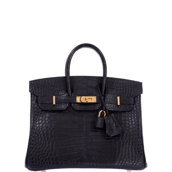 Artisan Grade Hermès Dupe Birkin 25 Black Matte Alligator GHW - Exotic Creations