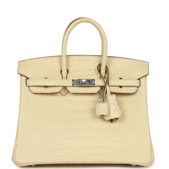 Artisan Grade Hermès Dupe Birkin 25 Vanille Matte Alligator PHW