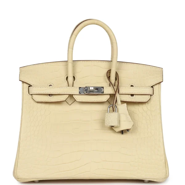 Artisan Grade Hermès Dupe Birkin 25 Vanille Matte Alligator PHW