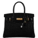 Artisan Grade Hermès Dupe Birkin 30 Black Shiny Niloticus Crocodile GHW - Exotic Creations