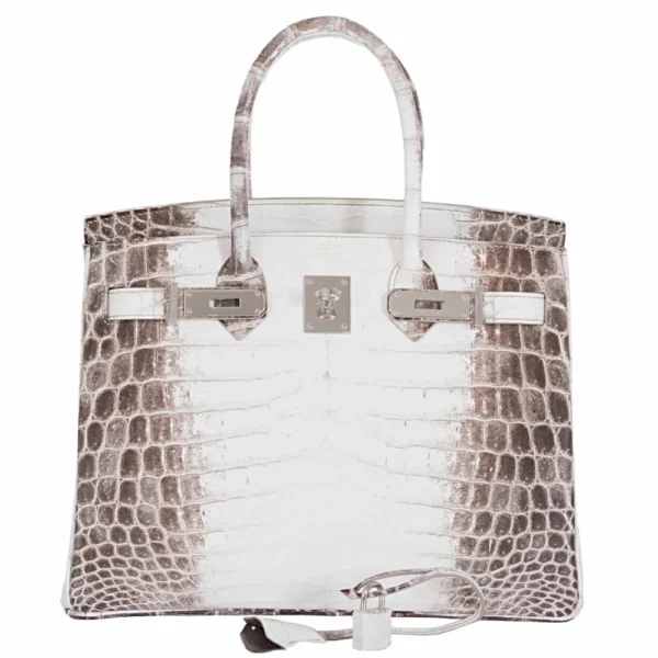 Artisan Grade Hermès Dupe Birkin 30 White Himalayan Niloticus Crocodile PHW - Exotic Creations