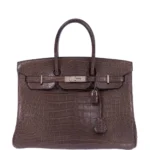 Artisan Grade Hermès Dupe Birkin 35 Chocolate Matte Alligator PHW - Exotic Creations