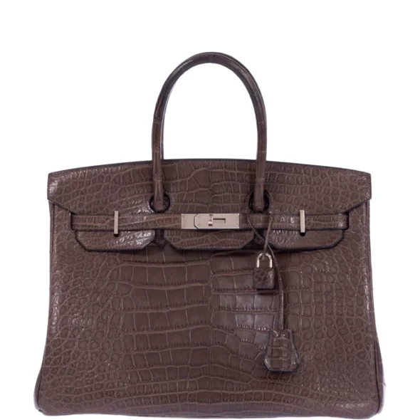 Artisan Grade Hermès Dupe Birkin 35 Chocolate Matte Alligator PHW - Exotic Creations