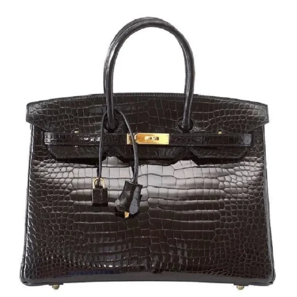 Artisan Grade Hermès Dupe Birkin 35 Porosus Crocodile Noir GHW - Exotic Creations