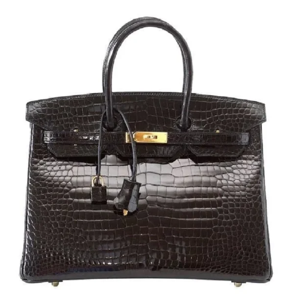 Artisan Grade Hermès Dupe Birkin 35 Porosus Crocodile Noir GHW - Exotic Creations