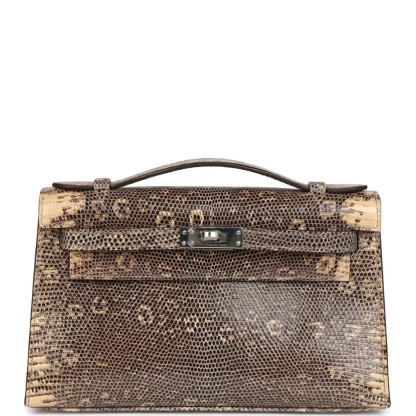 Artisan Grade Hermès Dupe Kelly Pochette Desert Varanus Salvator Lizard PHW - Exotic Creations
