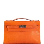 Artisan Grade Hermès Dupe Kelly Pochette Tangerine Niloticus Lizard RHW - Exotic Creations