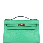 Hermès Dupe Kelly Pochette Vert Comics Matte Alligator | ExoticCreations