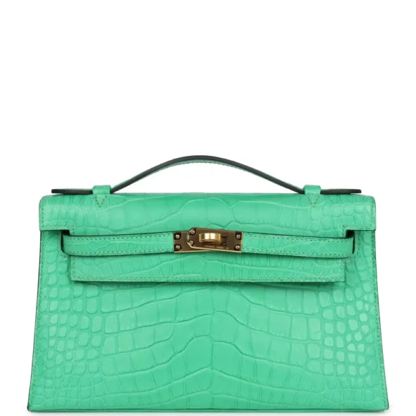 Hermès Dupe Kelly Pochette Vert Comics Matte Alligator | ExoticCreations