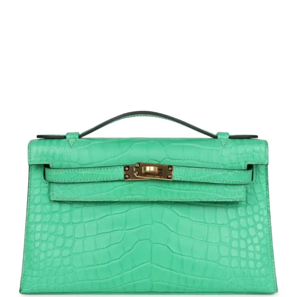 Hermès Dupe Kelly Pochette Vert Comics Matte Alligator | ExoticCreations