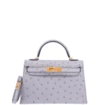 Artisan Grade Hermès Dupe Mini Kelly 20 II Blue Glacier Ostrich GHW - Exotic Creations