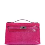 Artisan Grade Hermès Dupe Mini Kelly Pochette Fuchsia Lizard PHW - Exotic Creations