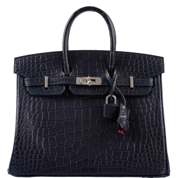 Hermès Dupe Verso Birkin 25 Blue Marine Matte Alligator | Exotic Creations