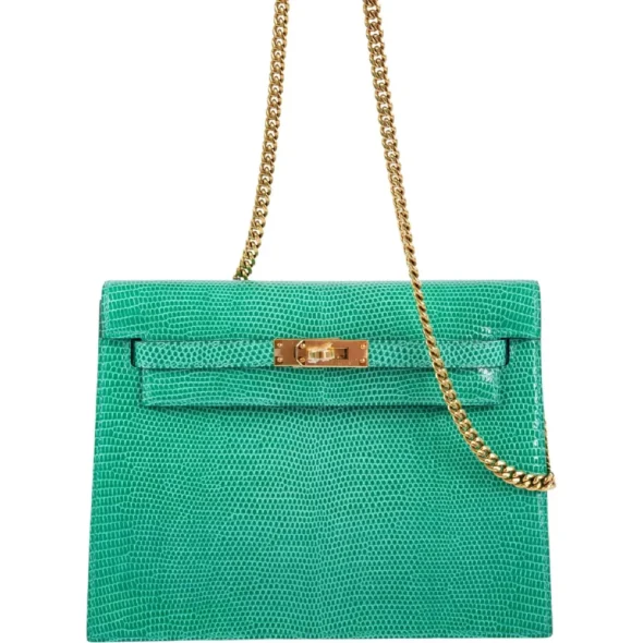 Best Hermès-Inspired Bags 2025 Kelly Danse II Menthe Shiny Niloticus Lizard GHW - Exotic Creations