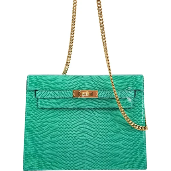 Best Hermès-Inspired Bags 2025 Kelly Danse II Menthe Shiny Niloticus Lizard GHW - Exotic Creations