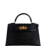 Best Hermès-Inspired Bags 2025 Mini Kelly 20 II Black Matte Alligator GHW - Exotic Creations