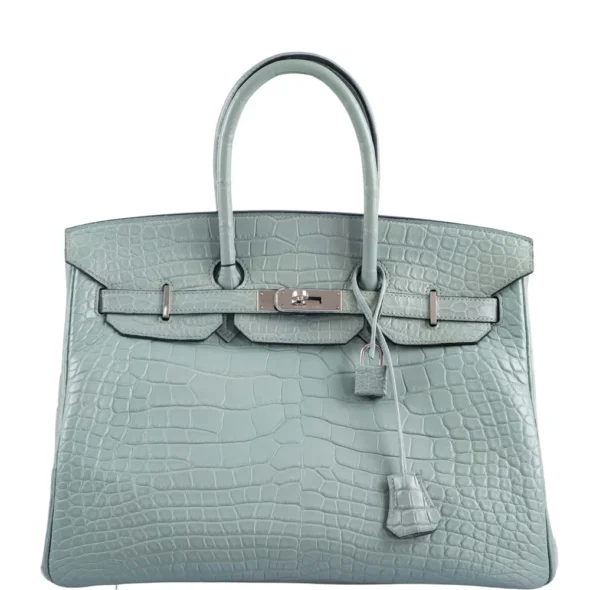 Best Hermès-Inspired Bags 2025 Birkin 35 Ciel Matte Alligator PHW - Exotic Creations