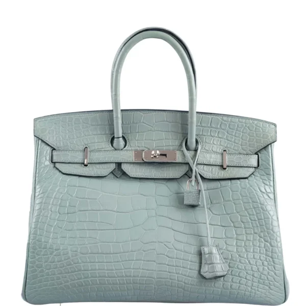 Best Hermès-Inspired Bags 2025 Birkin 35 Ciel Matte Alligator PHW - Exotic Creations