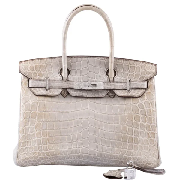 Best Hermès-Inspired Bags 2025 Birkin 30 Gris Cendre Himalaya Niloticus Crocodile 18K White Gold & Diamond HW - Exotic Creations