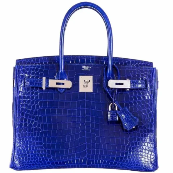 Best Hermès-Inspired Bags 2025 Birkin 30 Blue Electric Porosus Crocodile PHW - Exotic Creations
