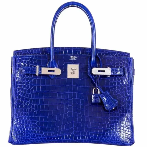 Best Hermès-Inspired Bags 2025 Birkin 30 Blue Electric Porosus Crocodile PHW - Exotic Creations