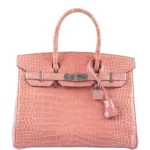 Best Hermès-Inspired Bags 2025 Birkin 30 Rosediennes Shiny Porosus Crocodile PHW - Exotic Creations