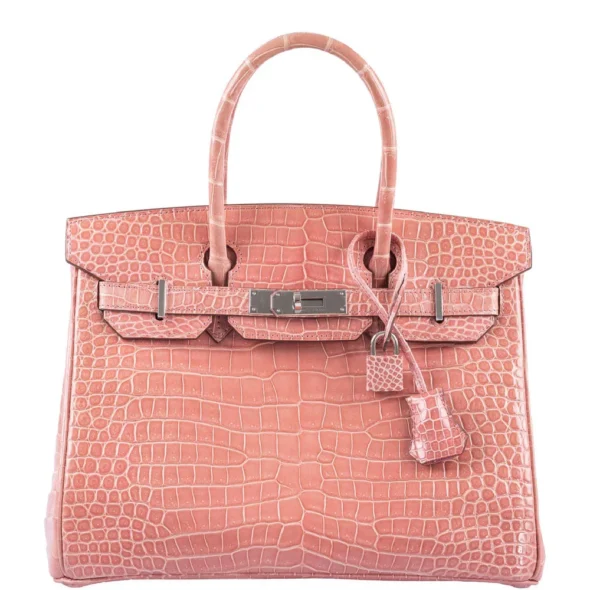 Best Hermès-Inspired Bags 2025 Birkin 30 Rosediennes Shiny Porosus Crocodile PHW - Exotic Creations
