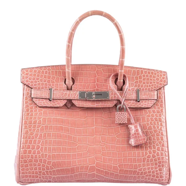 Best Hermès-Inspired Bags 2025 Birkin 30 Rosediennes Shiny Porosus Crocodile PHW - Exotic Creations