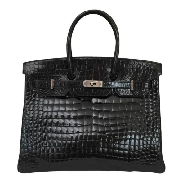 Best Hermès-Inspired Bags 2025 Birkin 35 Crocodile Black PHW - Exotic Creations